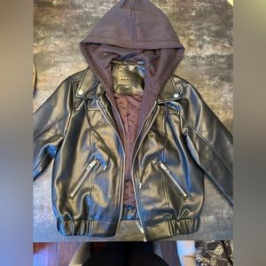 Leather BLANKNYC Jacket with Hood
